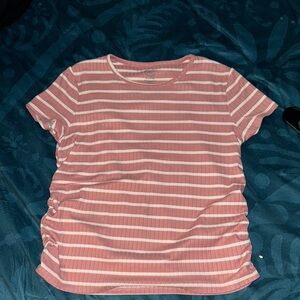 Wonder Nation Pink Ribbed Short Sleeve Tee